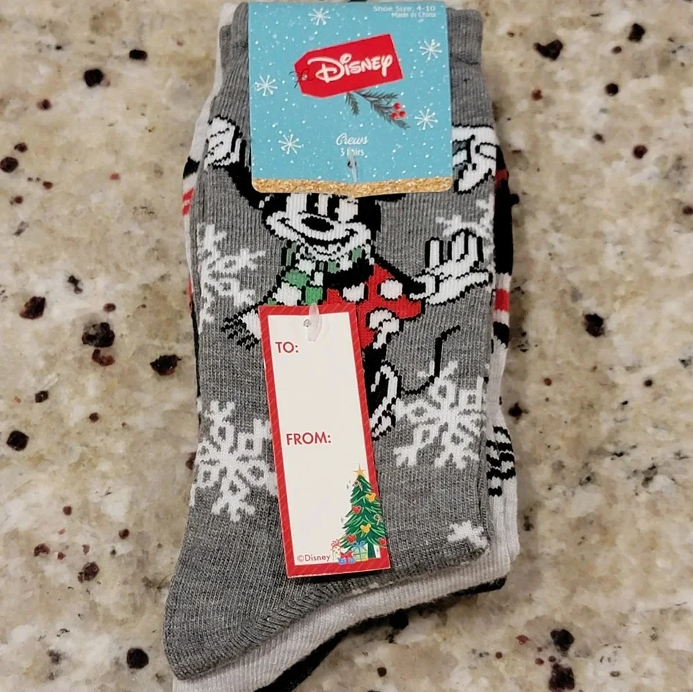 Disney Minnie Mouse Print Socks 3 Pair NWT